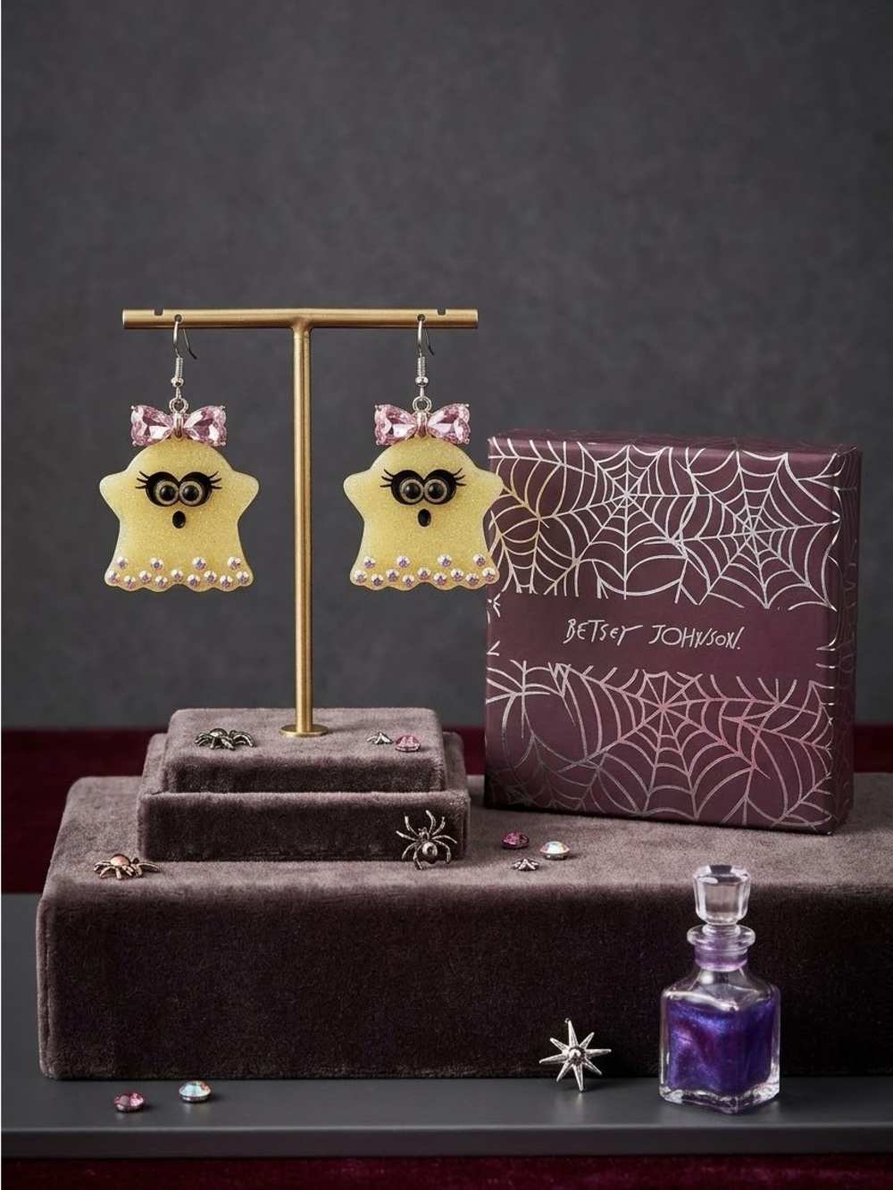 Betsey Johnson Ghost Dangle Earrings in Original Box